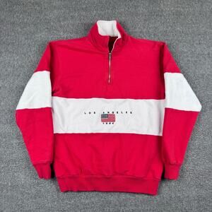 John Galt Brandy Melville 1/4 Zip Pullover‎ Women's One Size Red Los Angeles